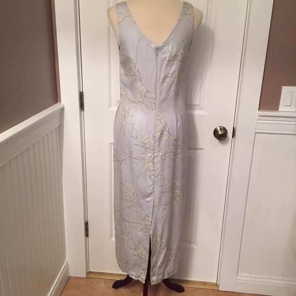 TOMMY BAHAMA DRESS MAXI SILK BLUE BLACK TROPICAL SLEEVELESS Size 6 - Picture 4 of 7